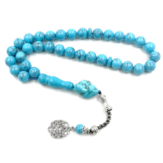 ALBASHAN Tasbih Natural Turquoise Muslim prayer bead men Eid Gift Islamic Misbaha Rosary Beads Bracelet (8mm x 33 beads) - size: 8mm x 33 beads