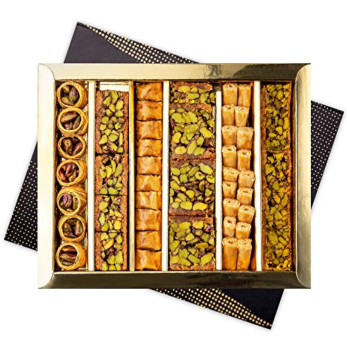 Anabtawi Middle Eastern Sweets - 50-Piece Assorted Baklava, Pistachio and Almond Pastry - Traditional Arabic Baklava Gift Box - No Preservatives, No Additives - Gourmet Baklava Pastry Boxes - 400g - size: 14.1 Ounce (Pack of 1)