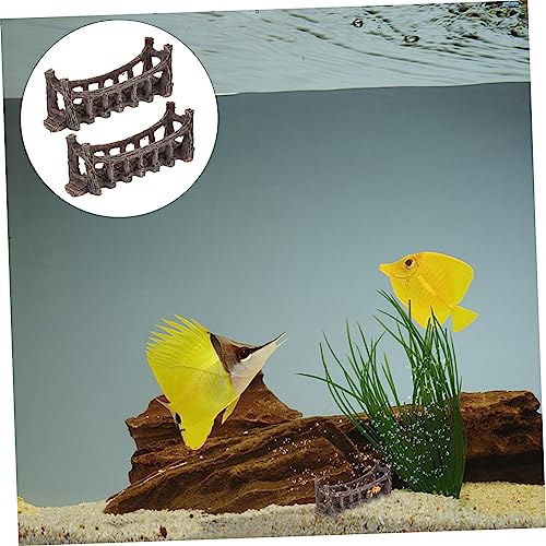 balacoo Fish Tank Ornament 2pcs Artificial Bridge Decor Aquarium Mountain View Decor Set