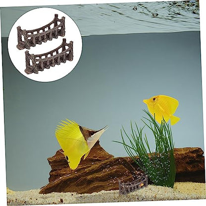 balacoo Fish Tank Ornament 2pcs Artificial Bridge Decor Aquarium Mountain View Decor Set