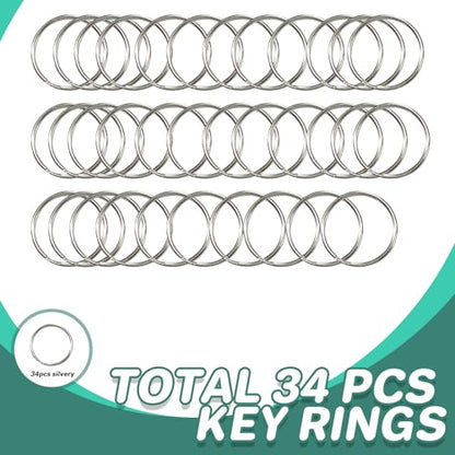 68PCS Swivel Snap Hooks with Key Rings, Metal Lobster Claw Clasp, 34PCS Keychains Clips Hooks and 34PCS Key Chain Rings, Silver - color: silver