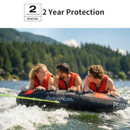 PEAKFLOW Towable Tube,Boat Tube,1-3 Person,Tubes for Boating,PVC Liner and Full Nylon Cover,Lake & Ocean Fun - size: 3 Rider Phantom
