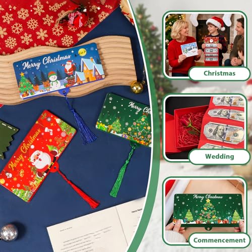 3 Pack Christmas Cash Gift Envelopes, Christmas Money Envelopes, DIY Cash Gift Card Holders Xmas with 10 Slots for Men Women Kids Birthday Xmas Party Supplies
