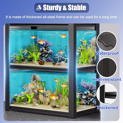 ZIMGOD Fish Tank Stand Adjustable Turtle Display Stand for 3 Fish Tanks, Steel Frame Terrariums Shelves for Farmhouse, Decorative Insect Tank Holder for Aquatic Plant(70x35 cm (27.5 x 13.8in)) - size: 70x35 cm (27.5 x 13.8in)