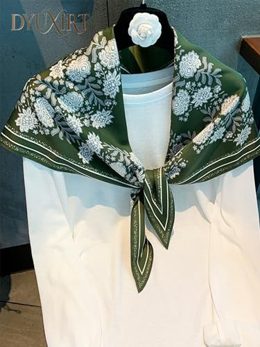 Triangle Shawls Scarf Head Hair Neck For Women Scarves Fashion Silk Feeling Lady Lightweight 51 * 23.6inch - color: K34-green Background With Large（51*23.6inch）