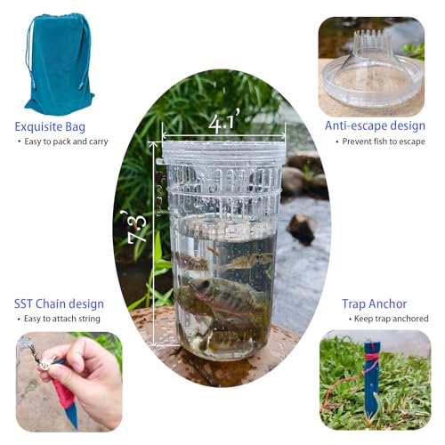 Portable and Hard Plastic Aquarium Minnow&Small Fish Trap for Aquarium Children Fishing Outdoors,Durable Container Bait Trap Suitable for Fishing,Crab,Shrimp,Turtle - size: Medium