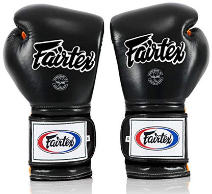Fairtex BGV9 Muay 전문 복서 및 트레이너를 위한 | 하드 타자를 위한 멕시코 스타일 장갑 | 무술용 MMA 장갑 | 경량 및 충격 흡수 복싱 장갑 - color: 블랙/오렌지., size: 14온스