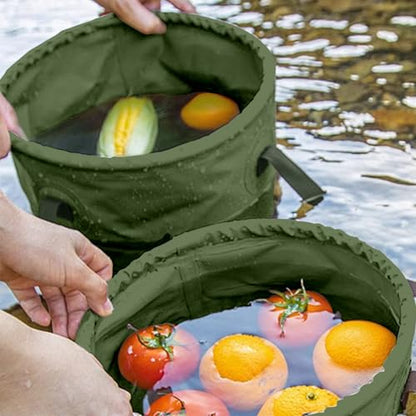 Baiao Collapsible Bucket 5 Gallon, Portable Collapsible Bucket with Handle, Folding Water Container for Fishing Camping Beach Hiking Home Travel Car Washing(Green 20L) - color: Military-green