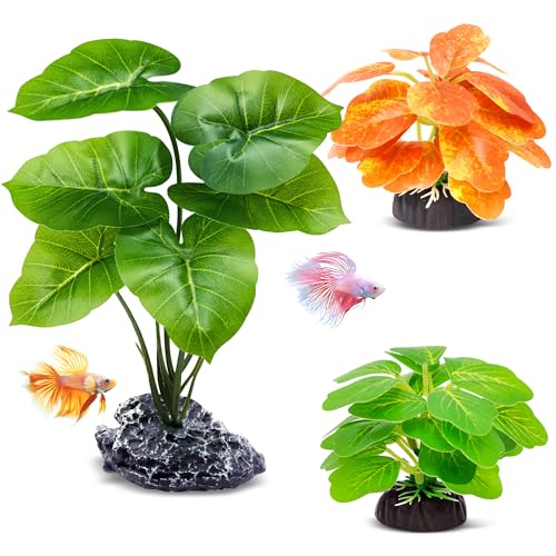 GOZILLA Fish Tank Plants, Reptile Artificial Plastic Plants, Reptile Plants for Terrarium, Aquarium Decorations Resin Pedestal Ornaments for Fish Tank Accessories Set.(3PCS/A-Set) - color: 3 Pcs/ a Set