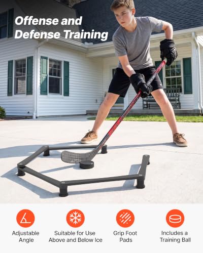 VEVOR Hockey Training Equipment, 5-Section Adjustable Hockey Stick Handling Trainer, Portable On/Off Ice Trainer, Lightweight Solid Sports Tool for Puck Control, Reaction Time, Hand-Eye Coordination