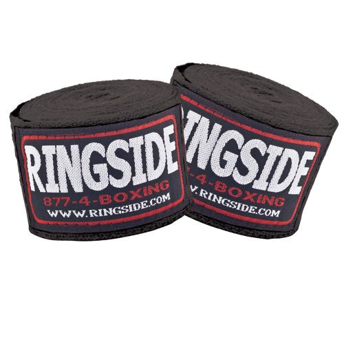 Ringside Junior Standard Cotton Boxing Handwraps, Black, 120"