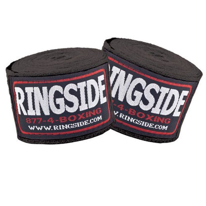Ringside Junior Standard Cotton Boxing Handwraps, Black, 120"