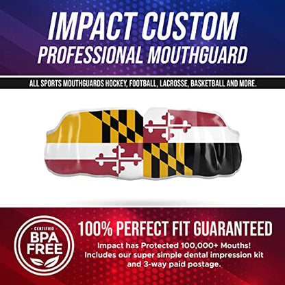 Impact All Sports Mouthguard Lacrosse, Football, Hockey, Basketball, Jiu-Jitsu, and More, Breathable Mouthguard for Youth Adults, Professional Custom-Fit, Maryland State Flag - color: Maryland State Flag