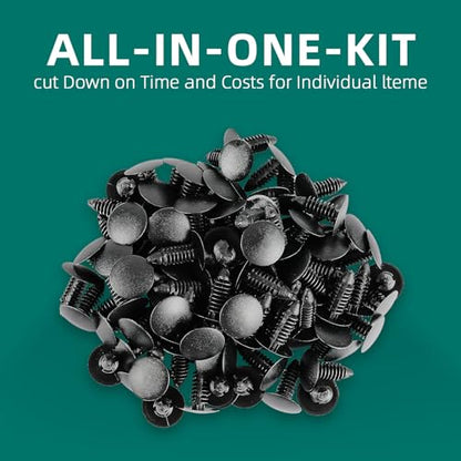 AUTOKAY 100Pcs 8mm Bumper Clips Auto Car Hole Plastic Rivets Fastener | Retainer Clips Fender Push Pin Fits for GM #1605396, 1595864 for Chrysler 6030441 for Ford 388577S, W705589-S300