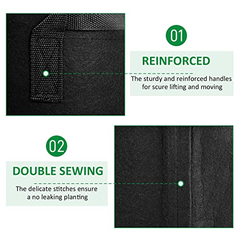 JNYONG NYONG 12-Pack 25 Gallon Thickened Non-Woven Grow Bags | Aeration Fabric Pots with Handles - size: 25 Gallons