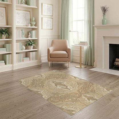 4'x6' Washable Geometric Geometric Accent Rug, Tan Non-Shedding Small Carpet for Playroom, Bedroom, Reading Nook, Pet Friendly & Non-Slip | Ref:2067661 - color: Beige/Pattern 19, size: 4' x 6' (Rectangular)