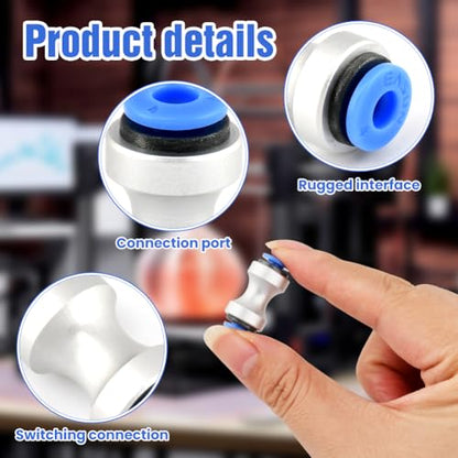 4pcs PTFE Tube Connector for Bam-bu Lab, Plastic Metal Mixed Feed Connectors, PTFE Feed Tube Connector for A1/A1MINI/P1P/P1S/P2S/X1/X1C/X1E/H2D/H2S, 3D Printer Parts 3D Accessories