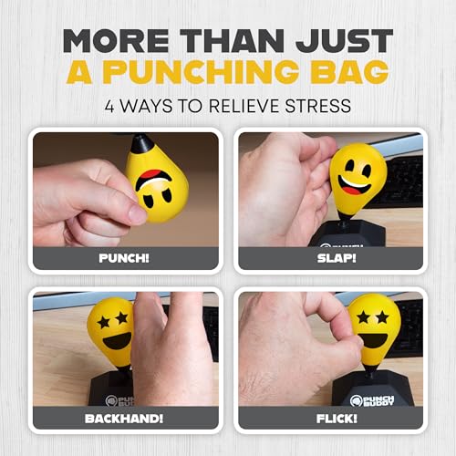 Desktop Punching Bag – Desk Fidget Toy for Stress Relief & Focus – Mini Suction Cup Punch Ball with Patented Griply™ Technology – Office Stress Reliever for Adults, Teens & Coworkers - color: Yellow