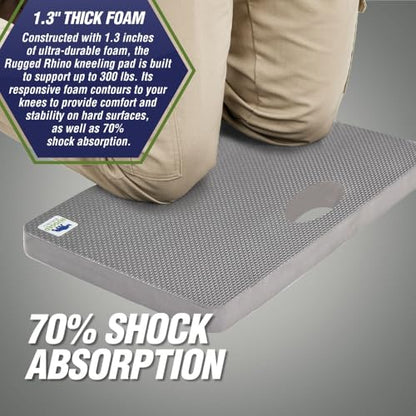RUGGED RHINO Heavy Duty Patent Pending Kneeling Pad, Shock Absorbent Thick Knee Pads, Holds Up to 300 lbs, Protect Knees from Hard Concrete Surfaces, For Mechanics, Yard Gardening, Gym, Slate Gray - color: Slate Gray