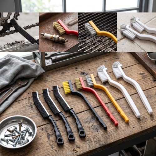 8pcs Multi-Functional Cleaning Brush Set: 3 Crevice, 3 Stove & 2 Cup Brushes with Durable Plastic Handles - Portable, Essential for Home Use in Bathroom, Kitchen & More, Bathroom Cleaning Tools