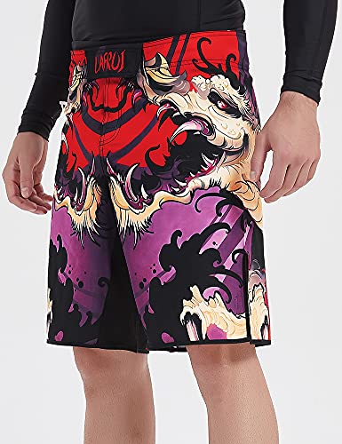 LAFROI Mens MMA Cross Training Boxing Shorts Trunks Fight Wear with Drawstring and Pocket-QJK01 - color: Blood Moon, size: X-Large