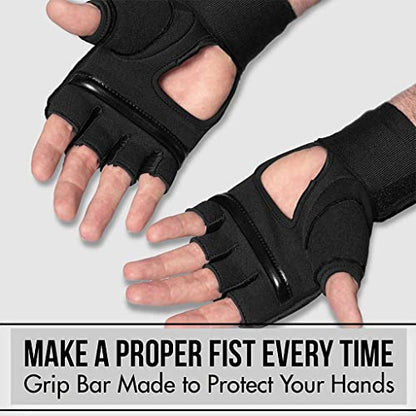 Quick Gel Boxing Wraps Under Boxing Gloves - Kickboxing MMA Muay Thai - Fist, Knuckle, Wrist Wrap Protection Inner Glove Hand Wraps - Men Women Kids - color: All Black, size: Large-X-Large