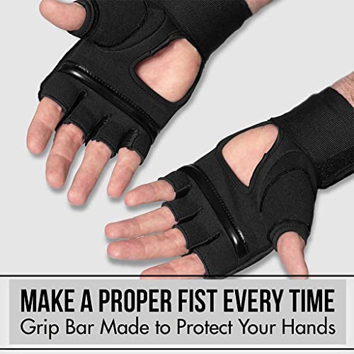 Quick Gel Boxing Wraps Under Boxing Gloves - Kickboxing MMA Muay Thai - Fist, Knuckle, Wrist Wrap Protection Inner Glove Hand Wraps - Men Women Kids - color: All Black, size: Large-X-Large