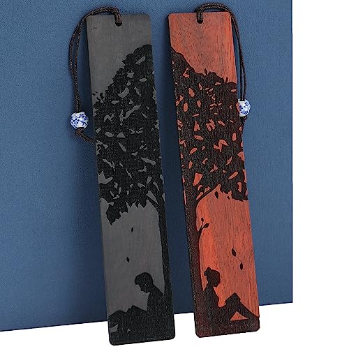 Couple Bookmarks for Men Women, Unique Wood Bookmark, Couple Gift for Men Women Boyfriend Girlfriend, Anniversary Gift (Reading Under The Tree) - style: Reading Under the Tree