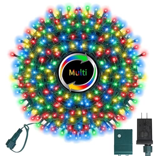 LAMPHOME 500 LED String Lights Outdoor, 16 Modes Plug-in Twinkle Fairy for Bedroom, 46ft 500LED Christmas Cluster Outdoor Waterproof - Multicolor - color: Multicolor, size: 500LED