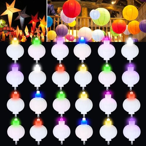 24 Pack Multicolor Mini LED Lantern Lights, Battery Operated Small Lights - color: Multicolor
