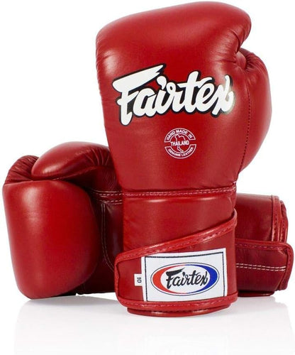 Fairtex BGV6 Angular Boxing Gloves, Locked Thumb Muay Thai MMA Kickboxing | Premium synthetic body with triple-layer foam padding. Joint protection and firm wrist support safeguard hands on heavy bags - color: Red, size: 14oz