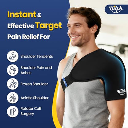 Hilph 3D Double-Layer Gel Shoulder Ice Pack Wrap Rotator Cuff Cold Therapy | Reusable Flexible Shuolder Ice Sleeve for Surgery Recovery, Muscle Relaxation & Swelling, Easy to Wear & Adjustable, Medium - size: Medium