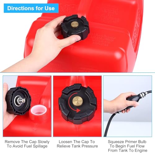 Marine Tank 3 gal Outboard Marine Boat Transfer Tank with 9.8ft Hose, Gauge, I-Shaped Handle, Easy to Carry for Outboard Engine Boats,Fishing Boat, Deck Boat,Yacht - size: 3 Gallon.