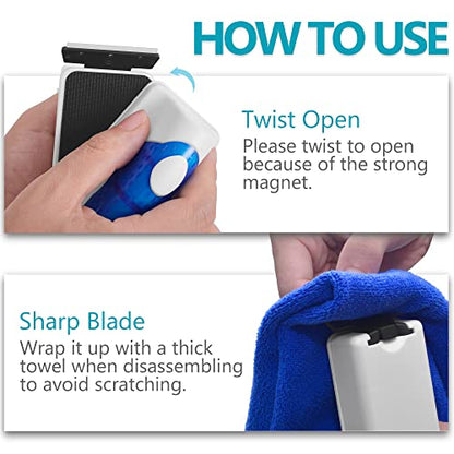 Magnetic Aquarium Fish Tank Glass Algae Scrapers Glass Cleaner Scrubber Clean [Blades Attachment, Floating, Scratch-Free, Non-Slip, Magnetizing] XL - color: Dark Blue