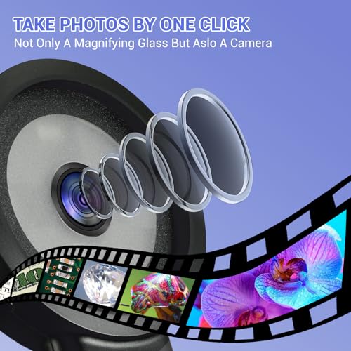 100X Digital Magnifying Glass- Coin Magnifying Glass with 2'' Screen, Portable Handheld Kids Microscope, Jewelers loupe with Light, for Trichome, USB Coin Magnifier for Collector, Mini Scope for Bug