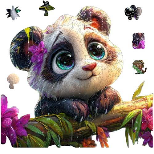 Ruikiyart Panda Puzzles for Adults 500 Pieces,Animal Shaped Wooden Puzzles - color: Cute Panda, size: 500PCS