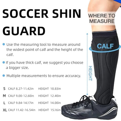 Soccer Shin Guards, Soccer Protective Gear with Calf and Ankle Pads, Shin Guard Pads for Youth and Adult - color: Black, size: Medium
