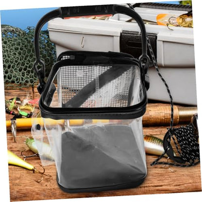VICASKY Fishing Bucket Thickened Transparent Folding Fish Barrel Lightweight Outdoor Fishing Container with Oxygen Supply Space Saving Design for Easy Portability