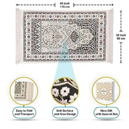 Muslim Prayer Mat, Portable Prayer Mat, Janamaz Prayer Rug, Thick Prayer Mats Muslim, Islam Prayer Rug, Sajadah for Prayer, Eid Gifts, Ramadan Box (White) - color: White