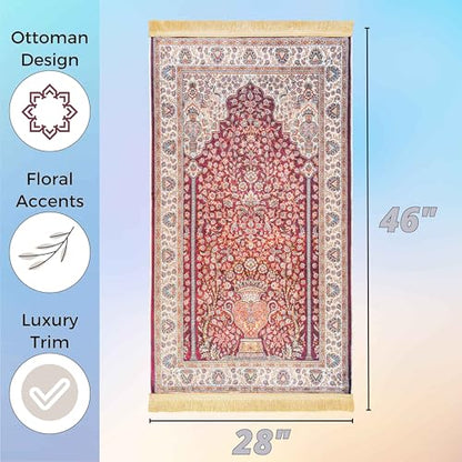 Sacred Artisans Prayer Rug with Super Soft Touch for Men and Women | Prayer Mat and Meditation Mat for Home Travel & Gift (Ruby - Non Padded) - color: Ruby - Non Padded