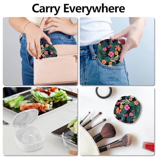 Retainer Case with Mirror & Ventilation Holes - Night Guard & Orthodontic Aligner Case,Green Leafed Flower - color: Green Leafed Flower