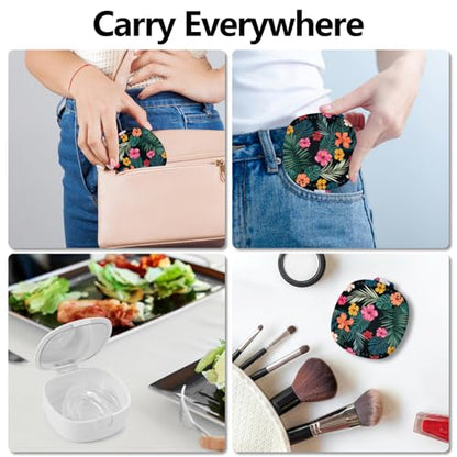 Retainer Case with Mirror & Ventilation Holes - Night Guard & Orthodontic Aligner Case,Green Leafed Flower - color: Green Leafed Flower