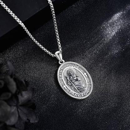 Sterling Silver 3 Nails Cross/Saint/Egyptian/Catholic Cross/Holy Spirit Necklace Religious Pendant Jewelry for Women - style: St Jude