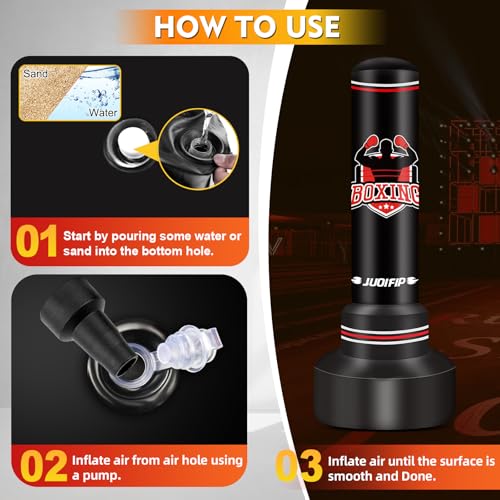 Freestanding Punching Bag with Gloves, 70'' Heavy Boxing Bag with Stand for Adult Teens, Standing Women Men Inflatable Kickboxing Bags for Beginners Training MMA Muay Thai Fitness - style: Strong Men Pattern