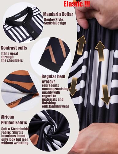 African Shirt Men African Attire Print Long Sleeve Dashiki for Men - color: African Geometric Print-long Sleeve, size: Medium