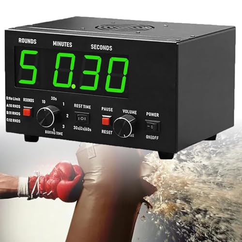 Classic Boxing Interval Timer, Professional Gymnastics Timer with LED Display, 1-12 Challenge Rounds and Adjustable Buzzer 30S-10min Workout and 0/30/60S Rest Time(Color:Green) - color: Green