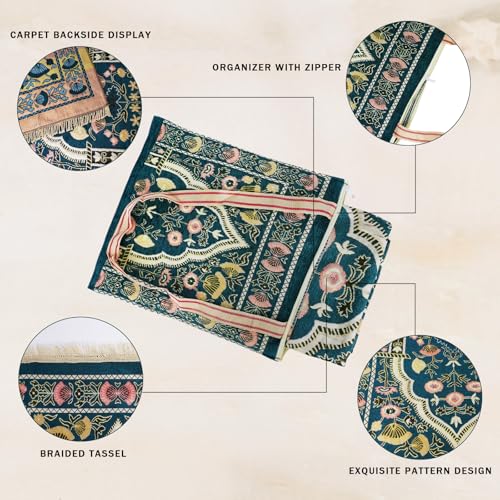 zhxinashu Floral Prayer Mat Set with Tasbih Beads and Carrying Bag - color: Style a