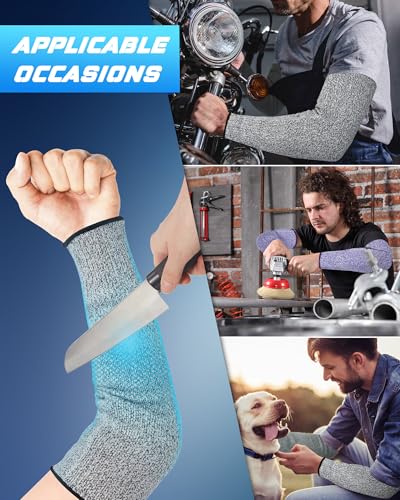 Geyoga Arm Sleeves Guards Cut Resistant HPPE,Medium,Hppe,Black, Gray - color: Gray, Blue, size: Large, style: Hppe