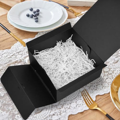 WLUSEAXI 12pack Gift Boxes with Lids,Black Gift Boxes Bulk with Gold Bow Ribbon,Bridesmaid Proposal Box for Presents Kraft Paper Boxes for Wedding,Christmas,Halloween,Baby Shower - color: Black