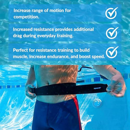 Sporti Swim Parachute - Stationary Swimming Harness, Training Belt, Swim Harness for Pool with High Durability - color: Navy Blue